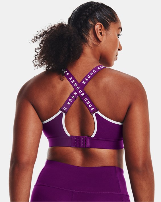 Women's UA Infinity Mid Covered Sports Bra in Purple image number 6